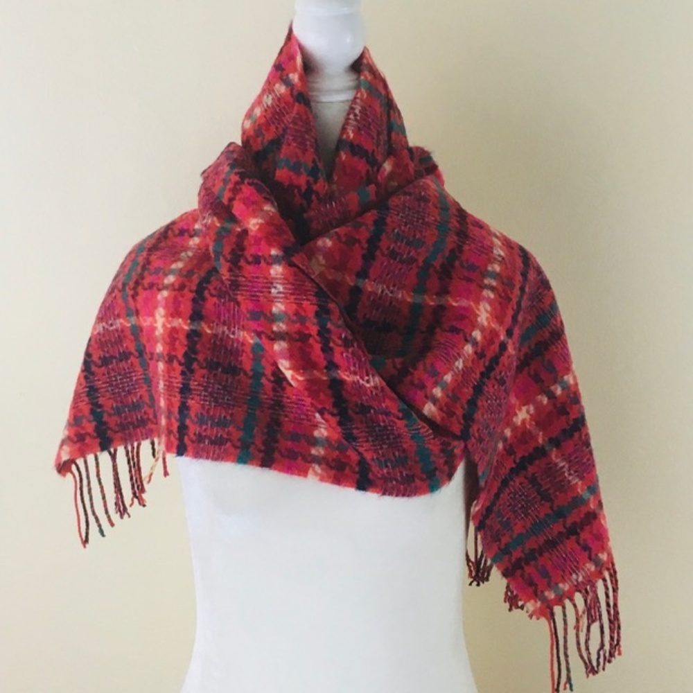 100% Cashmere Scotland Pink Orange Scarf